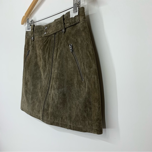 BLANK NYC Warm Gray Suede Leather Moto Style Mini Skirt Zip Up New Size 28 - Picture 4 of 16